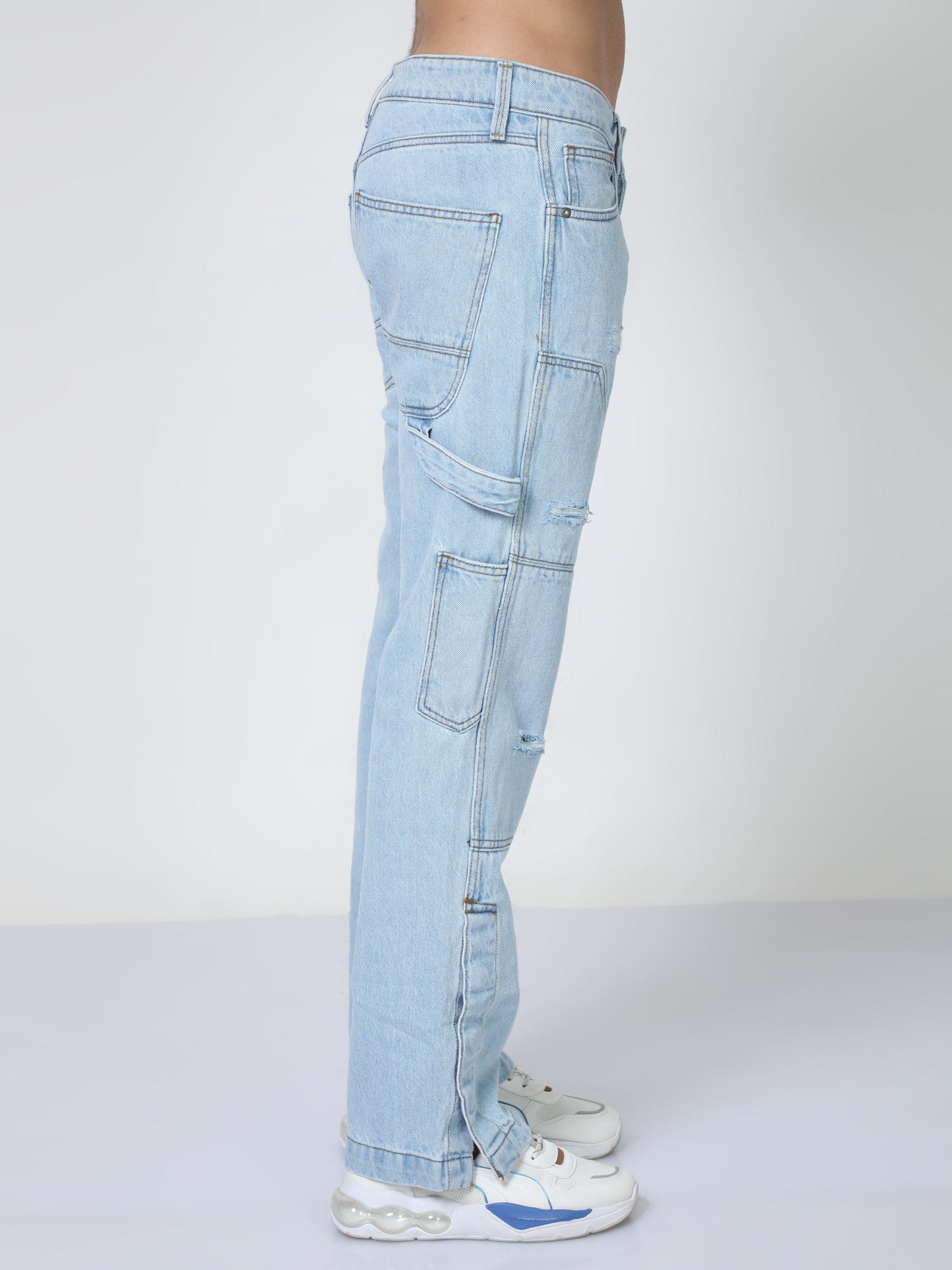 Buy Men's Vintage Ice Blue Cargo Skinny Jeans Online | SNITCH